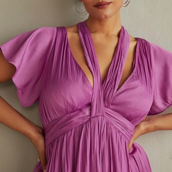 By Anthropologie Deep V-Neck Vibrant Mini Dress - Picture 4 of 5